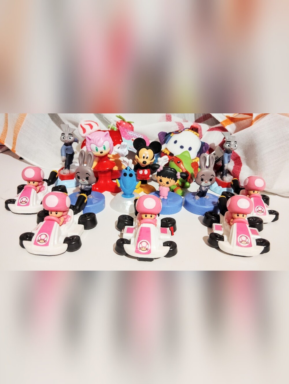 Kids Toys Bundle Lot. Mario Kart. Disney. Sonic. Hello Kitty. Plush Clip Toy.
